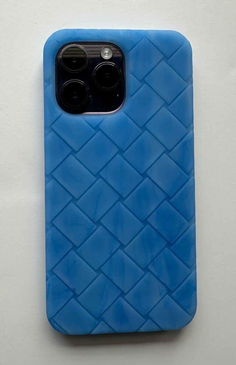 Bottega Veneta Intrecciato iPhone 14 Pro Max Case Blue/Mix Color 733845 NWT $250