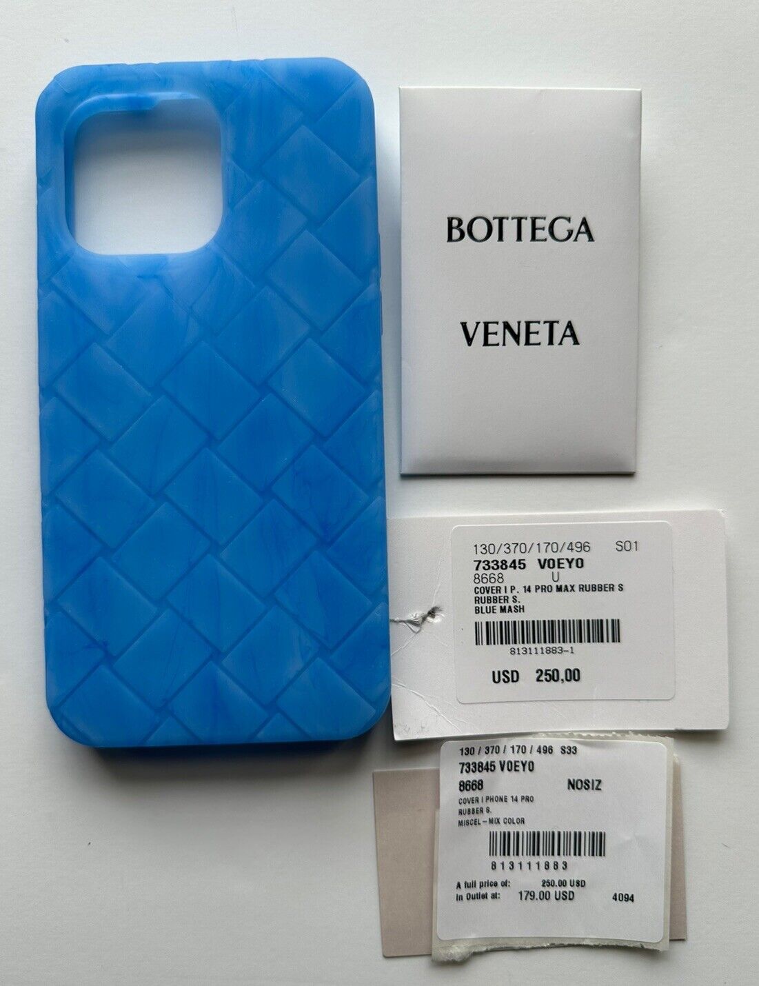 Bottega Veneta Intrecciato iPhone 14 Pro Max Case Blue/Mix Color 733845 NWT $250