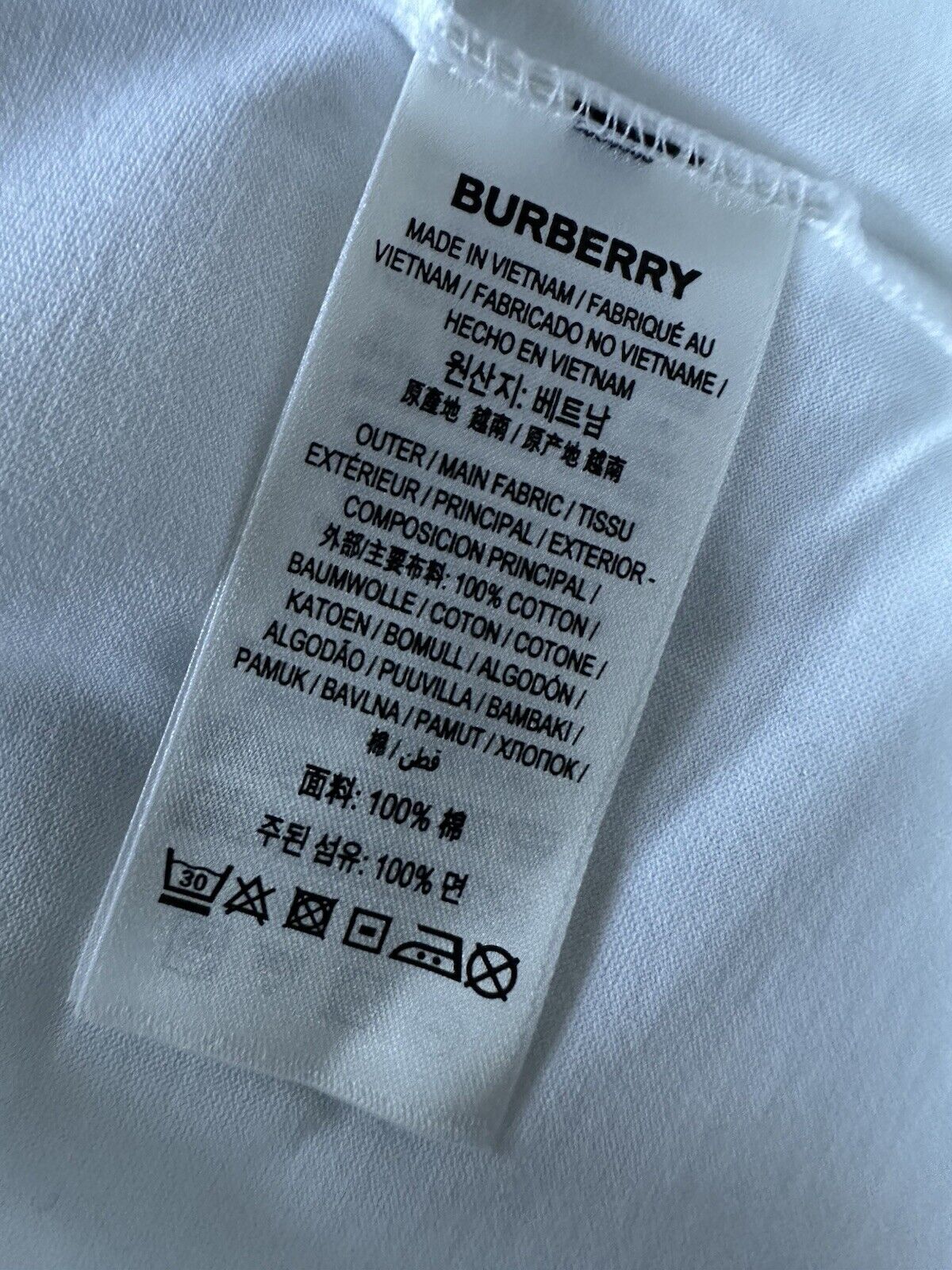 Burberry Jayson White Cotton T-shirt XS (Oversized) 8078115 NWT $370