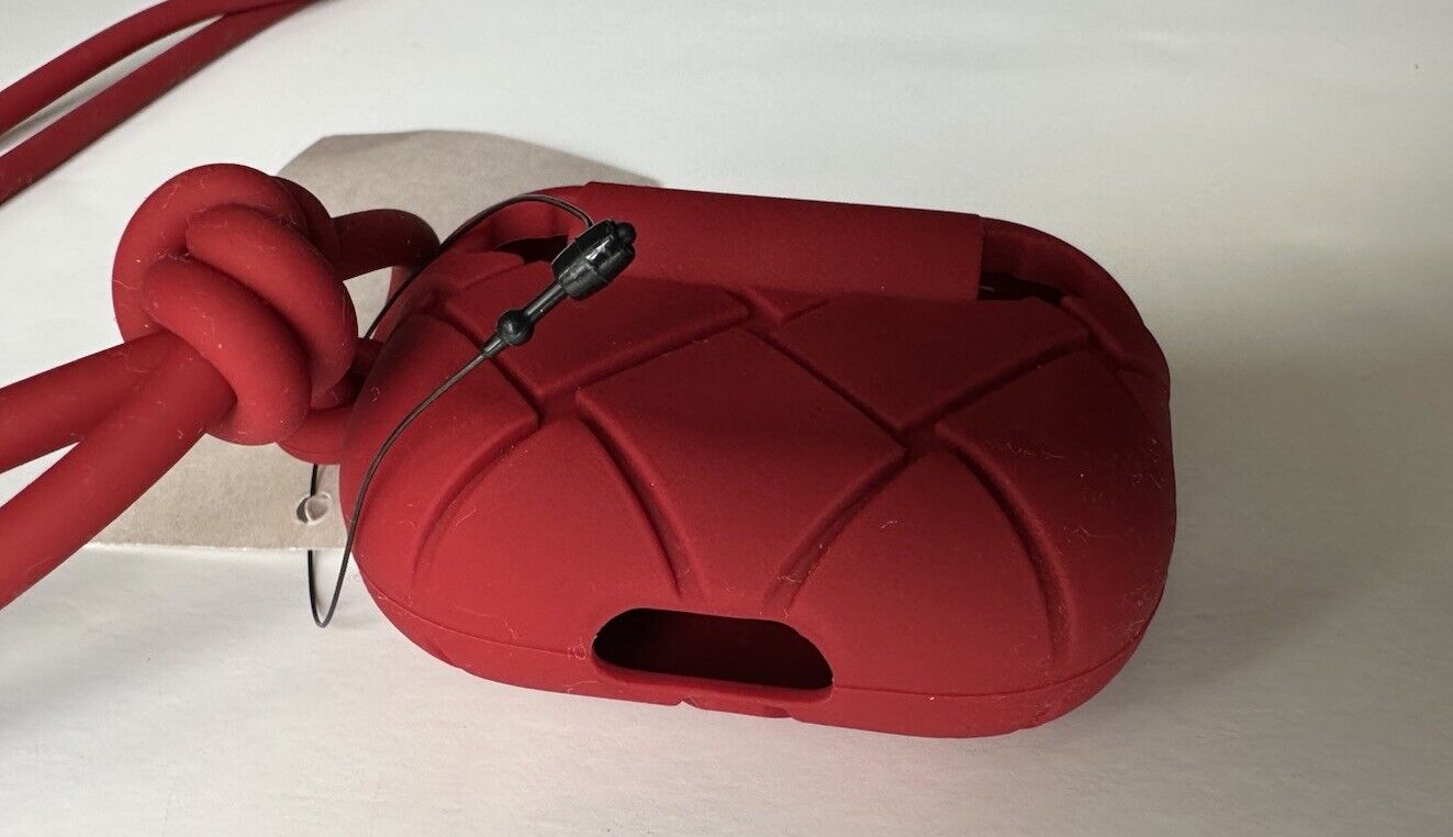 Bottega Veneta Intrecciato AirPod Pro Rubber Case/Strap Dark Red 691715 NWT $250