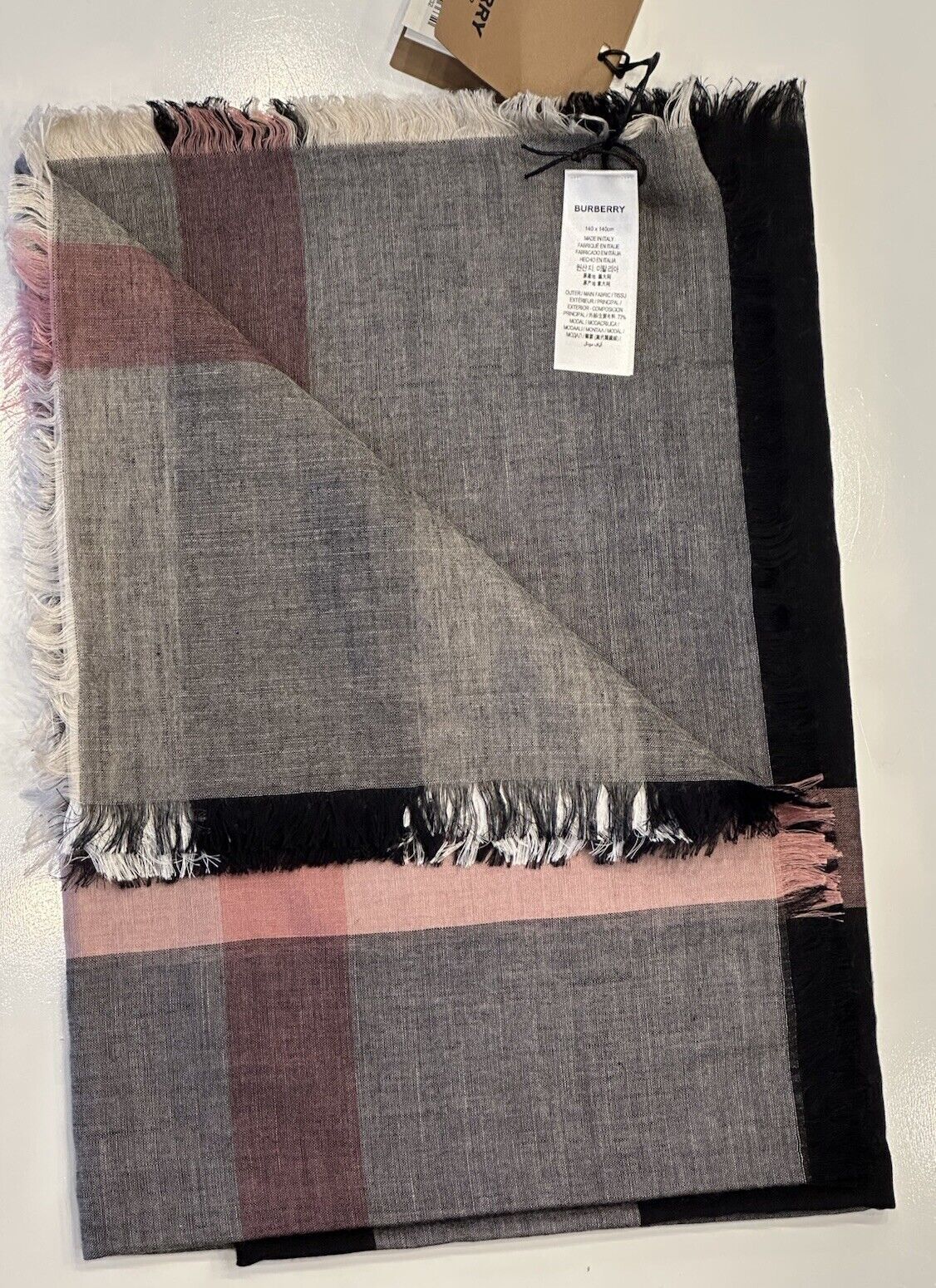 Burberry Dark Trench Relaxed Mega Check Square Scarf 140x140 IT 4050479 NWT $450