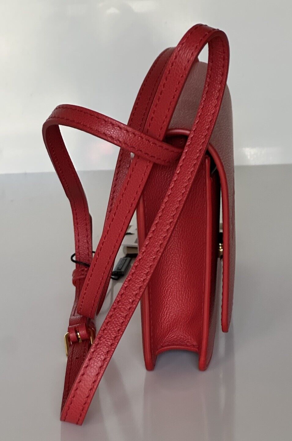 Burberry Hampshire Embossed Leather Cross Body Bag Red 80613601 Italy NWT $1090