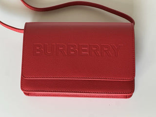Burberry Hampshire Embossed Leather Cross Body Bag Red 80613601 Italy NWT $1090