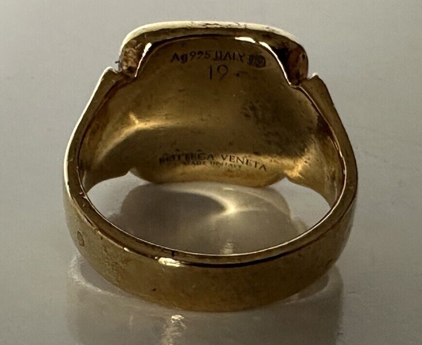 Bottega Veneta Gold Plated Sterling Silver Ring Size 19 (9 US) 576464 NWB $440