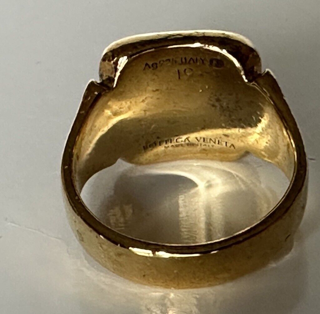 Bottega Veneta Gold Plated Sterling Silver Ring Size 19 (9 US) 576464 NWB $440