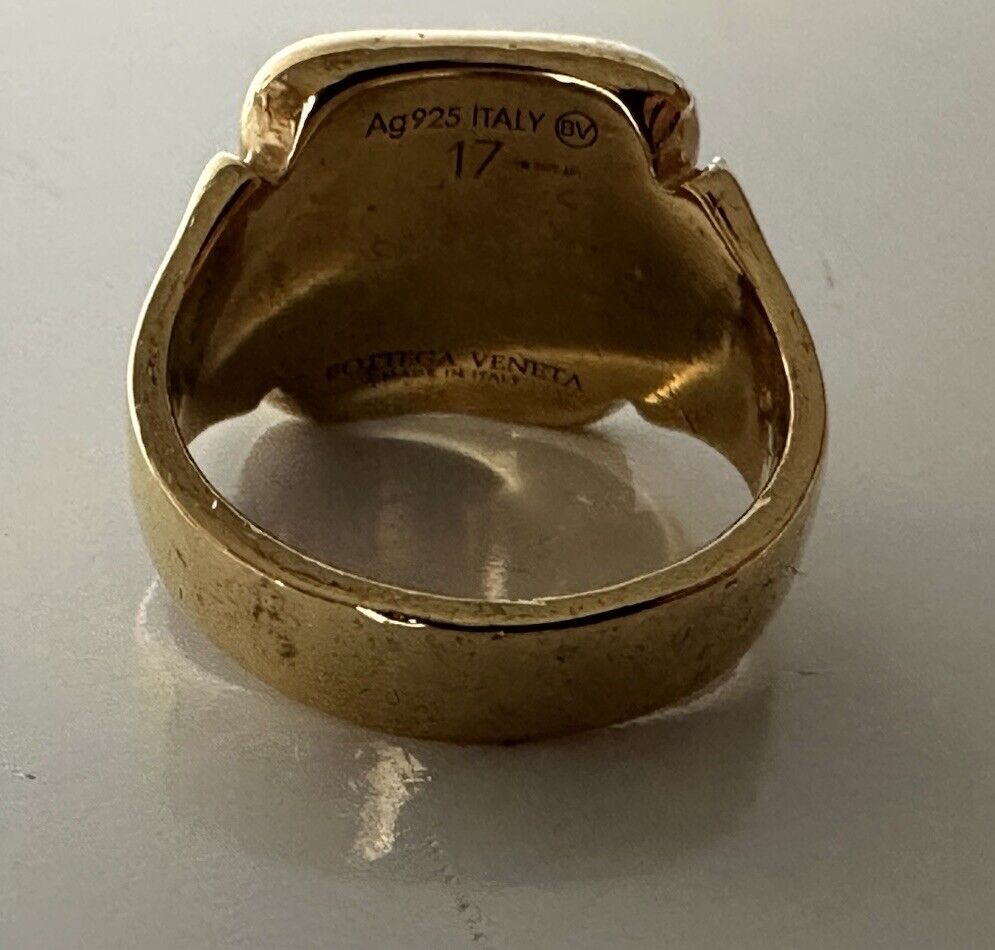 Bottega Veneta Gold Plated Sterling Silver Ring Size 17 (8 US) 576464 NWB $440