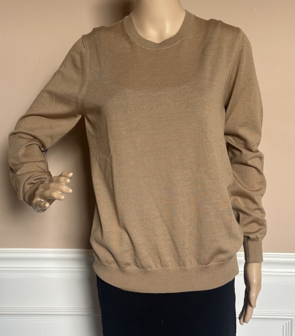 Burberry Bempton Wool Camel Elbow Patch Sweater Medium 8091035 NWT $830