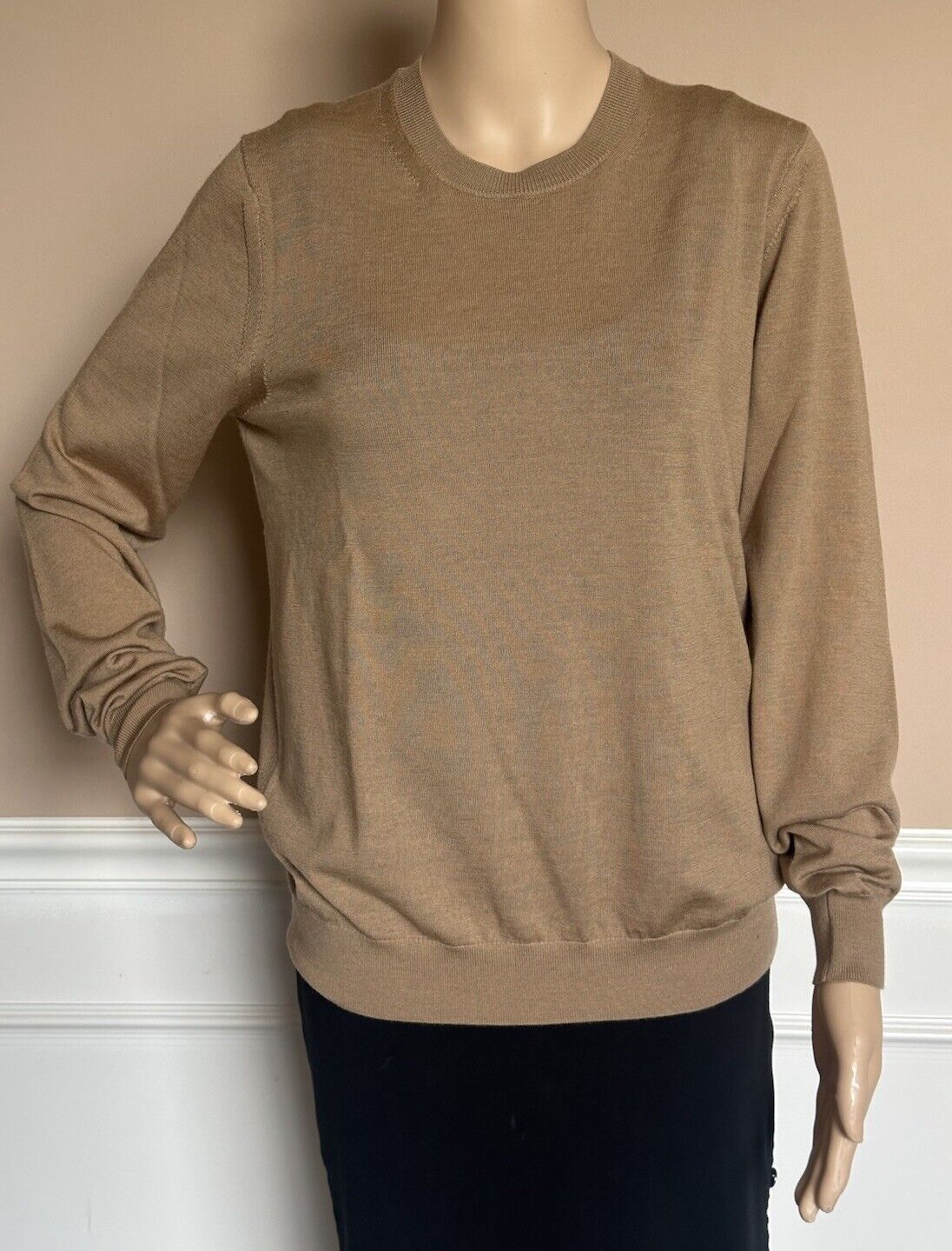 Burberry Bempton Wool Camel Elbow Patch Sweater Medium 8091035 NWT $830