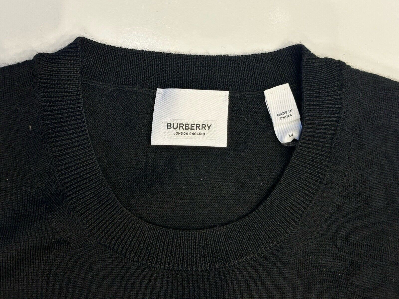 Burberry Bempton Wool Black Elbow Patch Sweater Medium 8091034 NWT $830