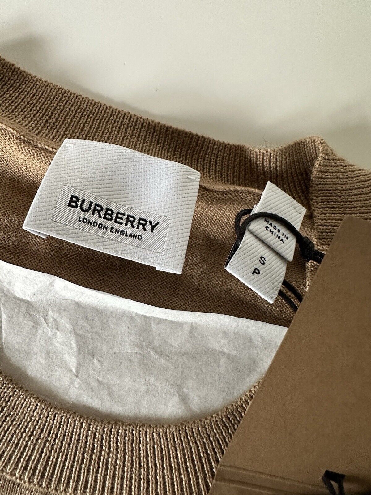 Burberry Bempton Wool Camel Elbow Patch Sweater Small 8091035 NWT $830