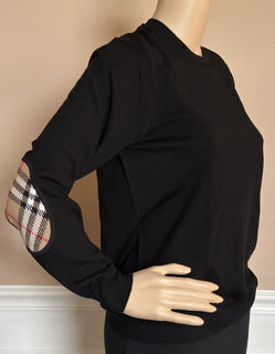 Burberry Bempton Wool Black Elbow Patch Sweater Small 8075008 NWT $830