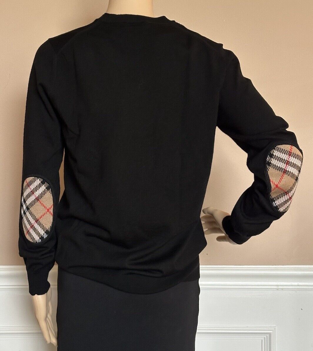 Burberry Bempton Wool Black Elbow Patch Sweater Small 8091034 NWT $830