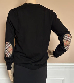 Burberry Bempton Wool Black Elbow Patch Sweater Small 8075008 NWT $830