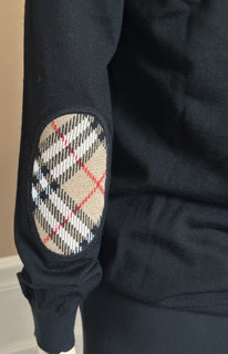 Burberry Bempton Wool Black Elbow Patch Sweater Small 8075008 NWT $830
