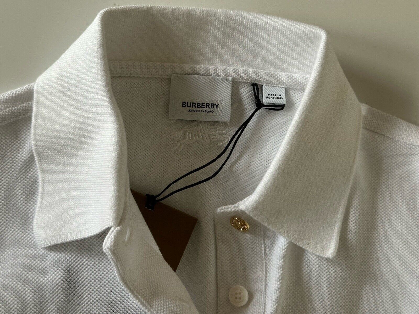 Burberry Adele Women’s White Cotton Polo Shirt XS 8066325 Portugal NWT $510