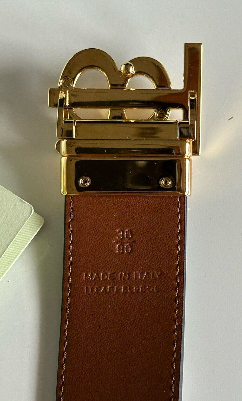 Burberry TB Leather Dark Birch Reversible Belt 36/90 8058348 Italy NWT $550