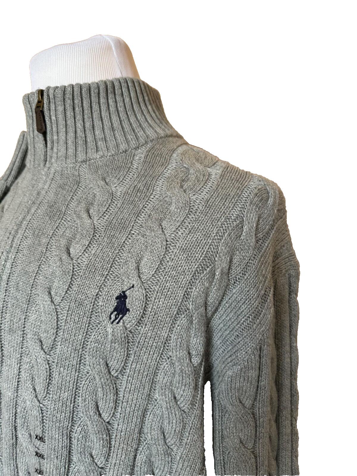 Polo Ralph Lauren Men's Gray Cotton Zip Knit Sweater 2XL/2TG NWT $148