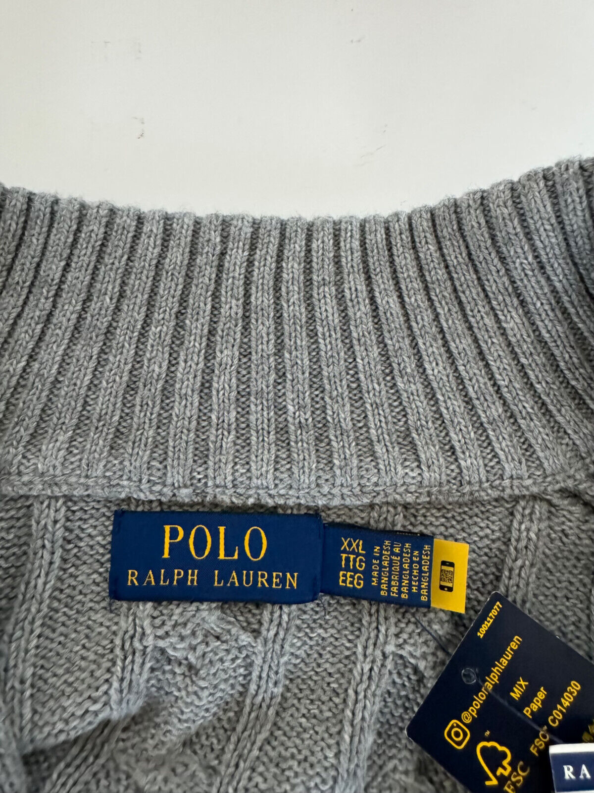 Polo Ralph Lauren Men's Gray Cotton Zip Knit Sweater 2XL/2TG NWT $148