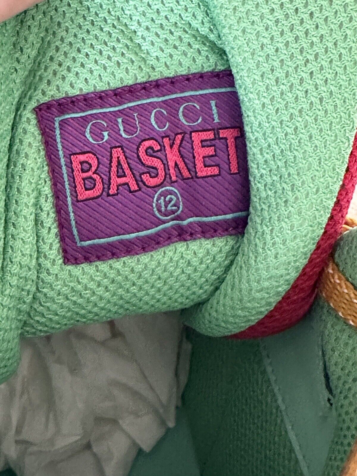 NIB Gucci Basket Demetra Leather  High-top Sneakers 12.5 US (Gucci 12) 661303 IT