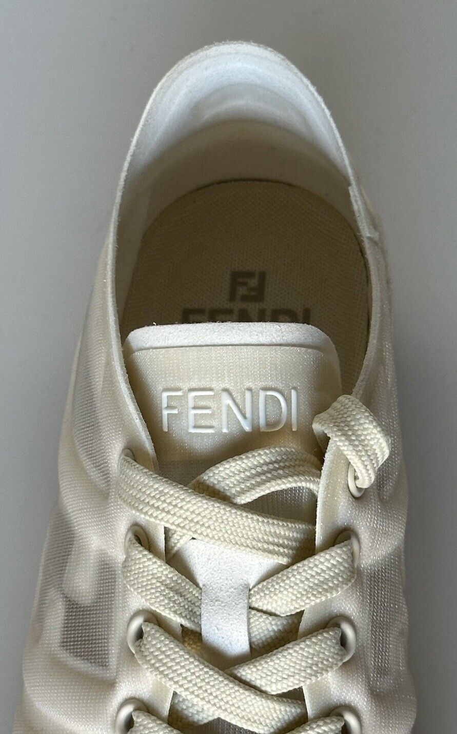 Fendi Mesh Women's White Low Top Sneakers 9 US (39 Euro) 8E8415 Italy NIB