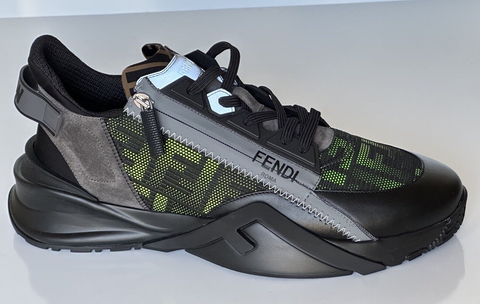 Fendi Flow Men's Black/Green Sneakers 11 US (Fendi 10) 7E1392 Italy NIB $995