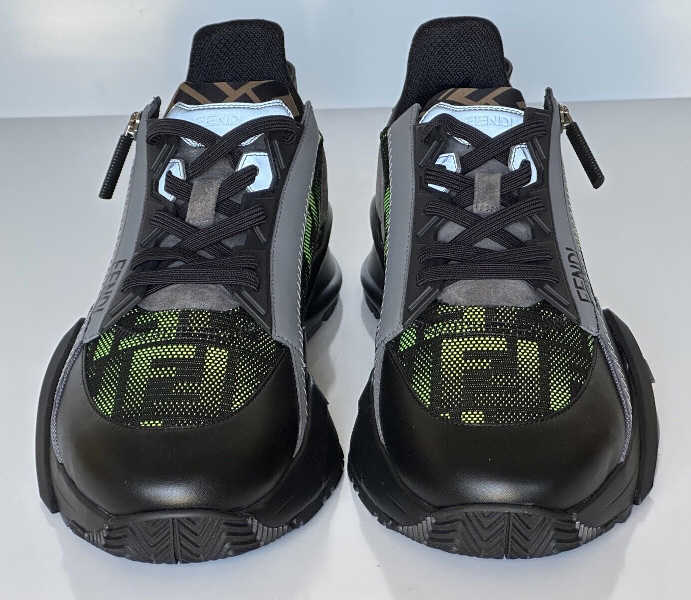 Fendi Flow Men's Black/Green Sneakers 11 US (Fendi 10) 7E1392 Italy NIB $995