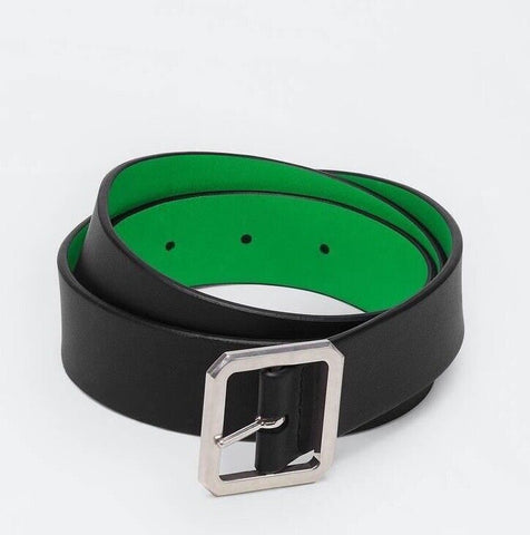 Bottega Veneta Reversible Leather Black/Green Belt 44/110 Italy 690693 NWT $490