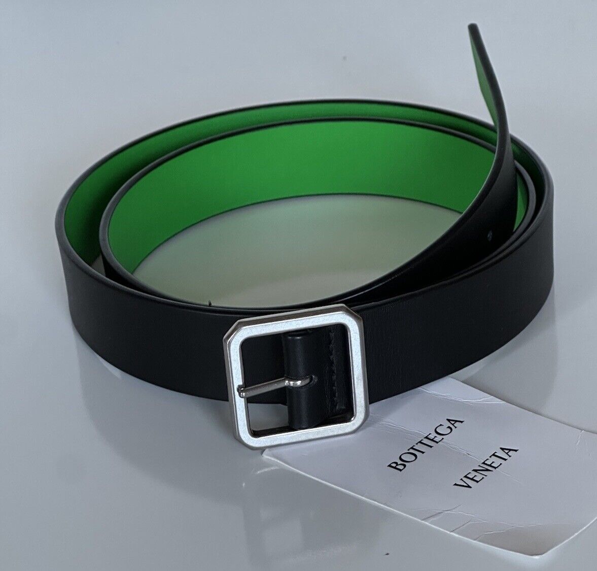 Bottega Veneta Reversible Leather Black/Green Belt 42/105 Italy 690693 NWT $490