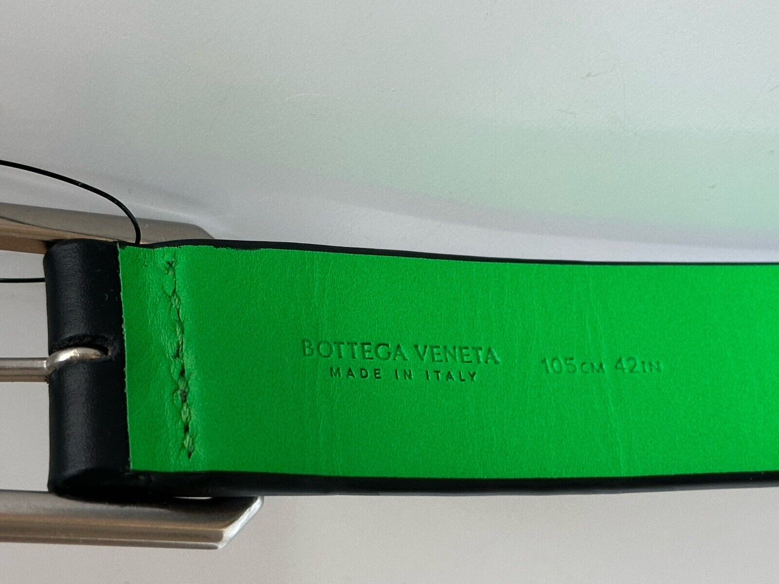 Bottega Veneta Reversible Leather Black/Green Belt 42/105 Italy 690693 NWT $490