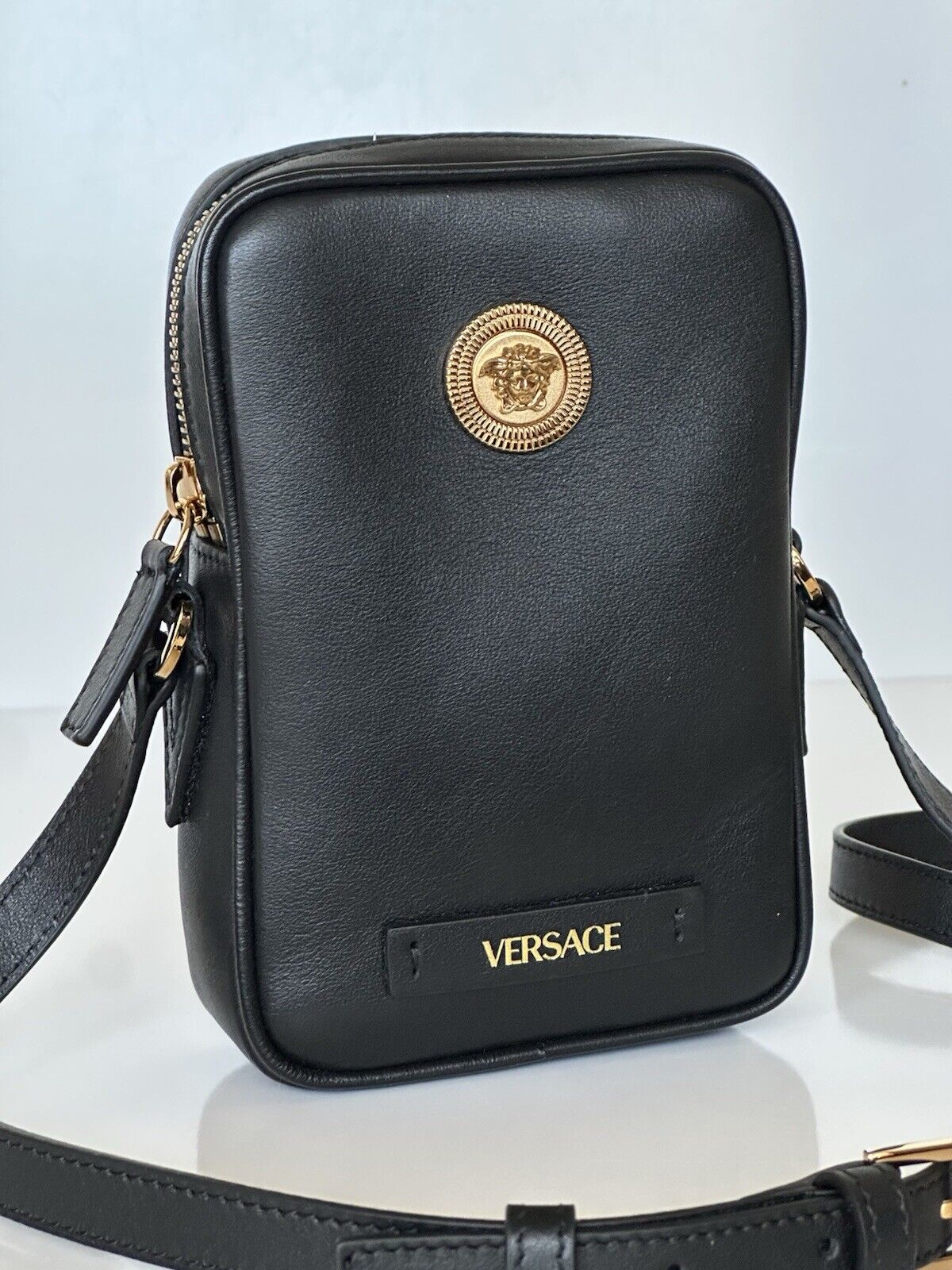 Versace Leather Gold Medusa Biggie Small Phone Crossbody Bag 1006192 IT NWT $795