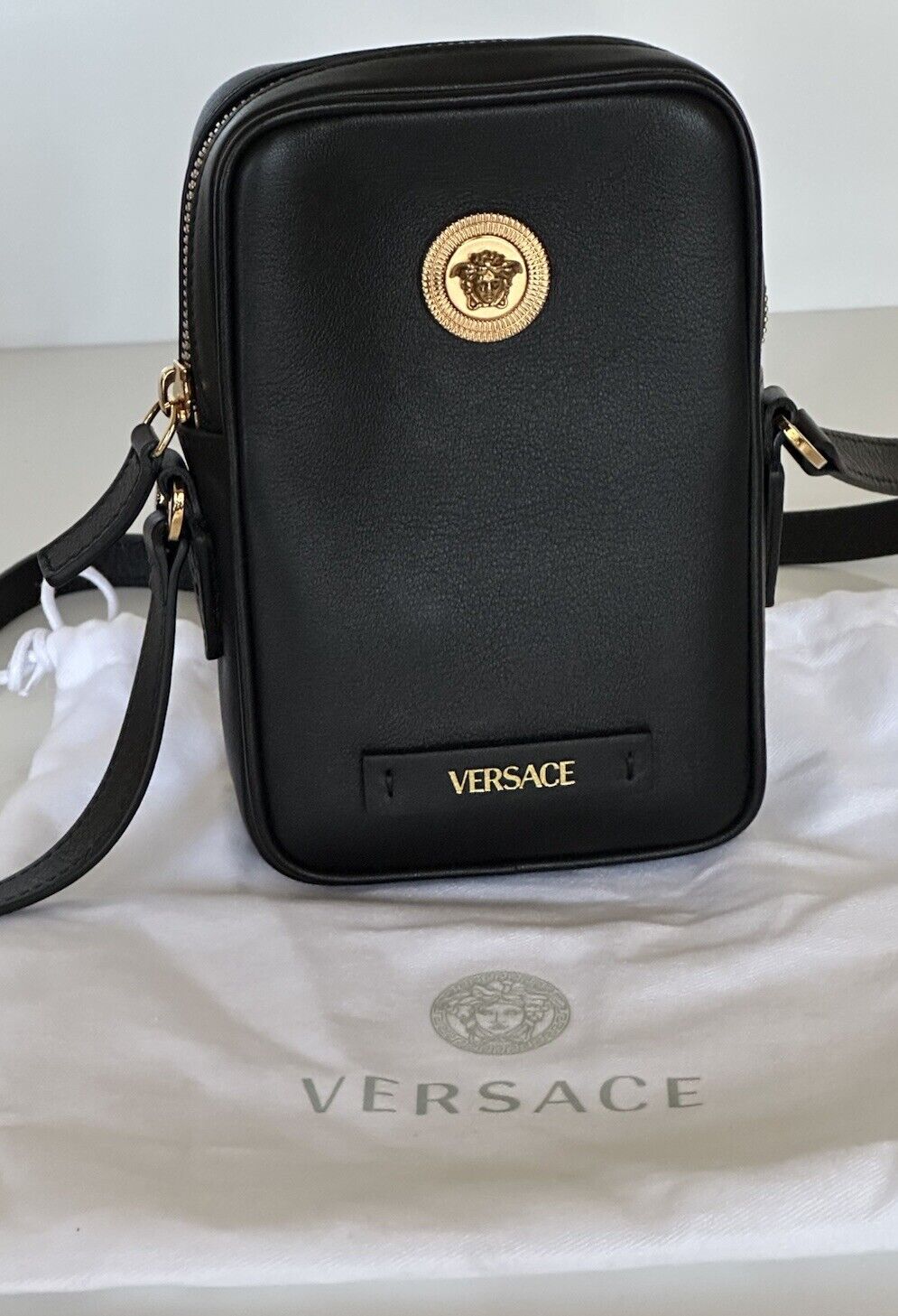 Versace Leather Gold Medusa Biggie Small Phone Crossbody Bag 1006192 IT NWT $795