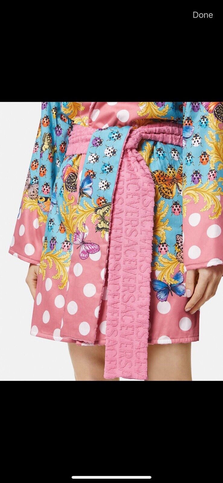 Versace Butterfly Short Cotton Terry Bath Robe Large 1011459 Italy NWT $1300