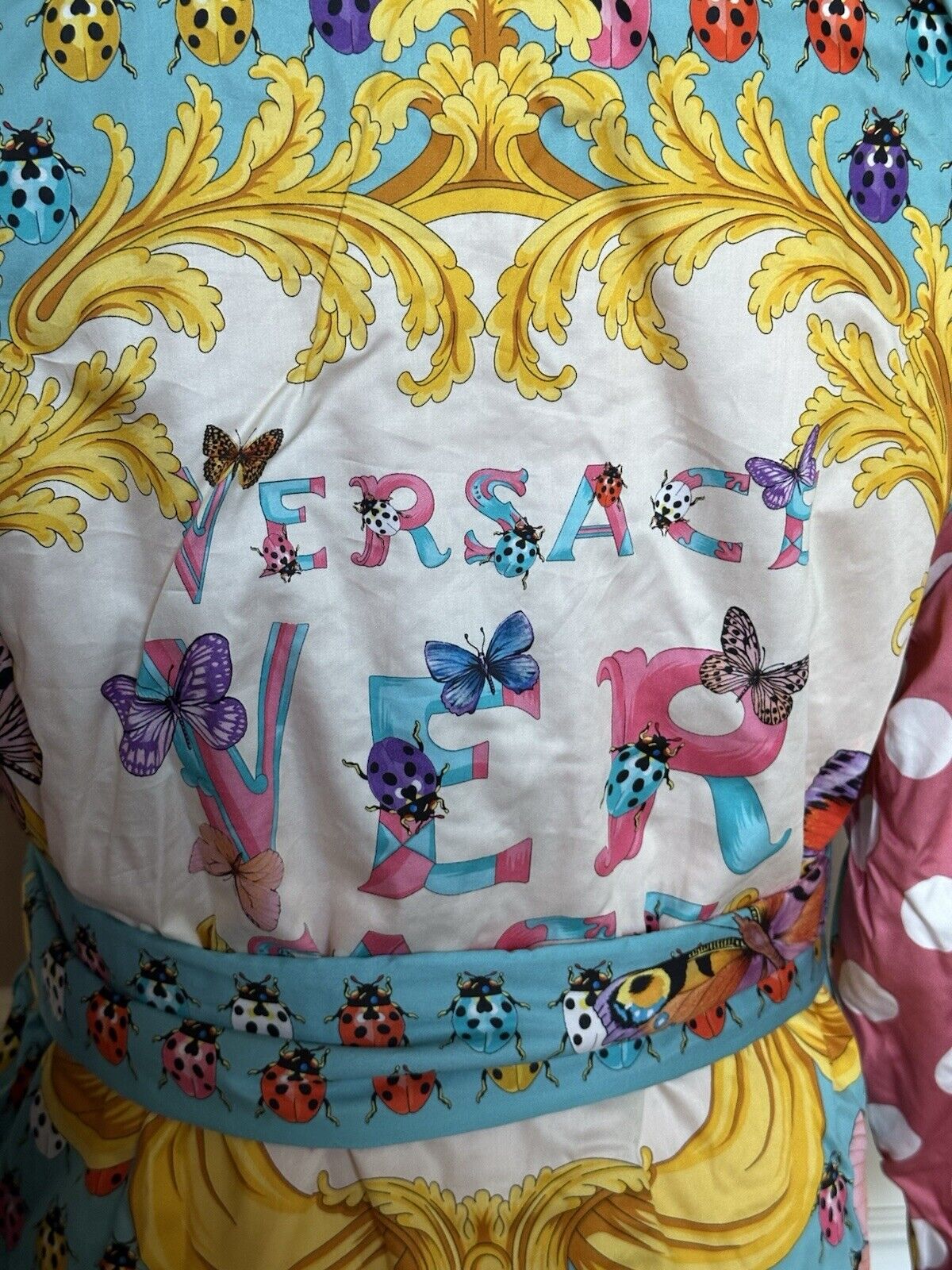 Versace Butterfly Short Cotton Terry Bath Robe Large 1011459 Italy NWT $1300