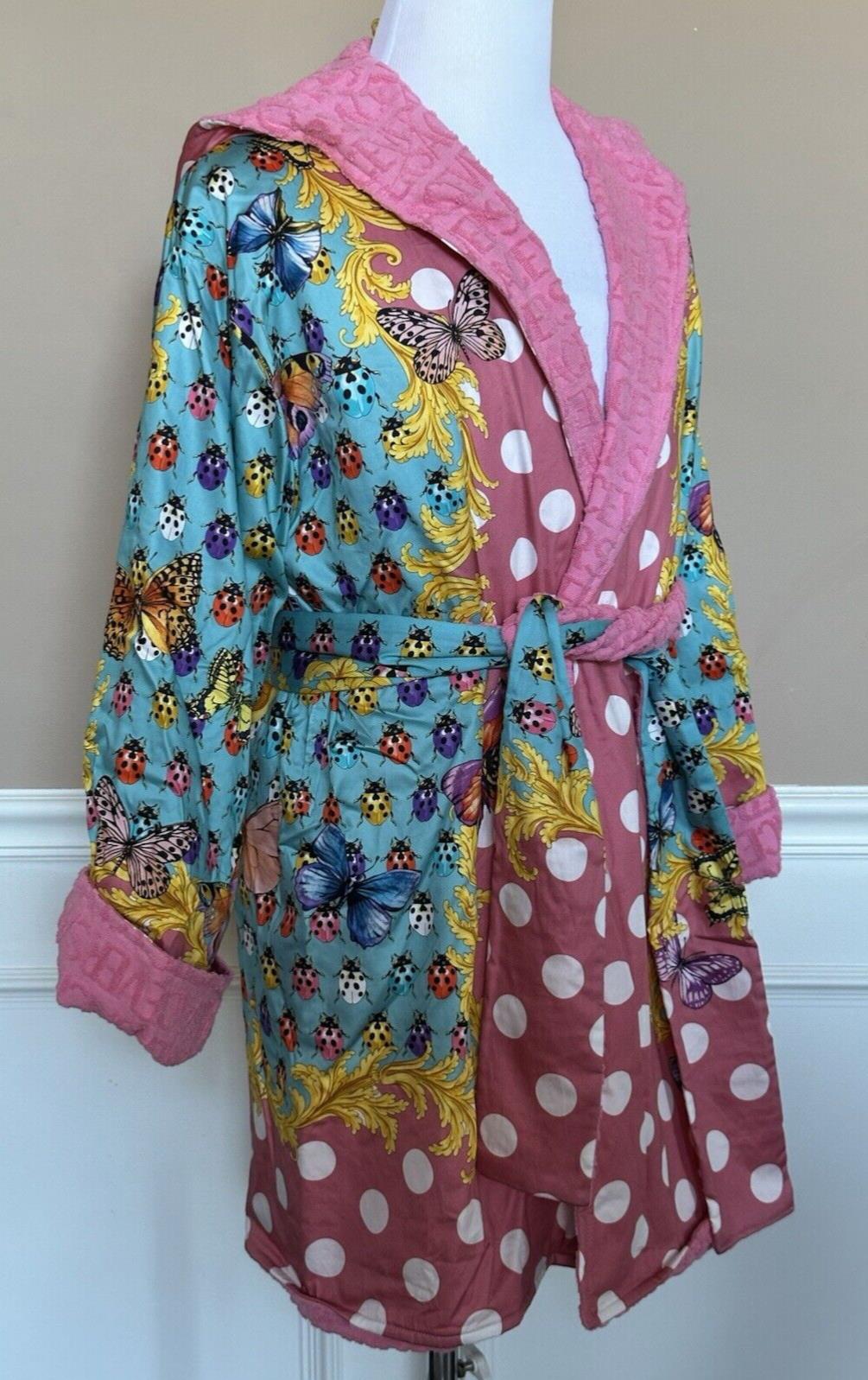 Versace Butterfly Short Cotton Terry Bath Robe Large 1011459 Italy NWT $1300