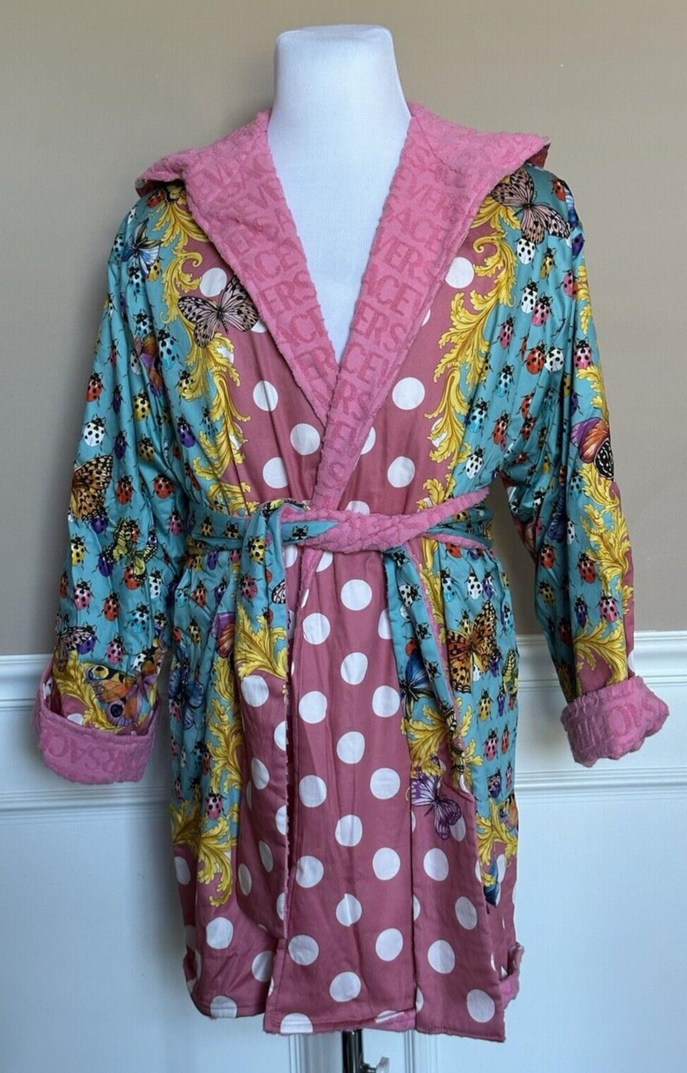 Versace Butterfly Short Cotton Terry Bath Robe Large 1011459 Italy NWT $1300