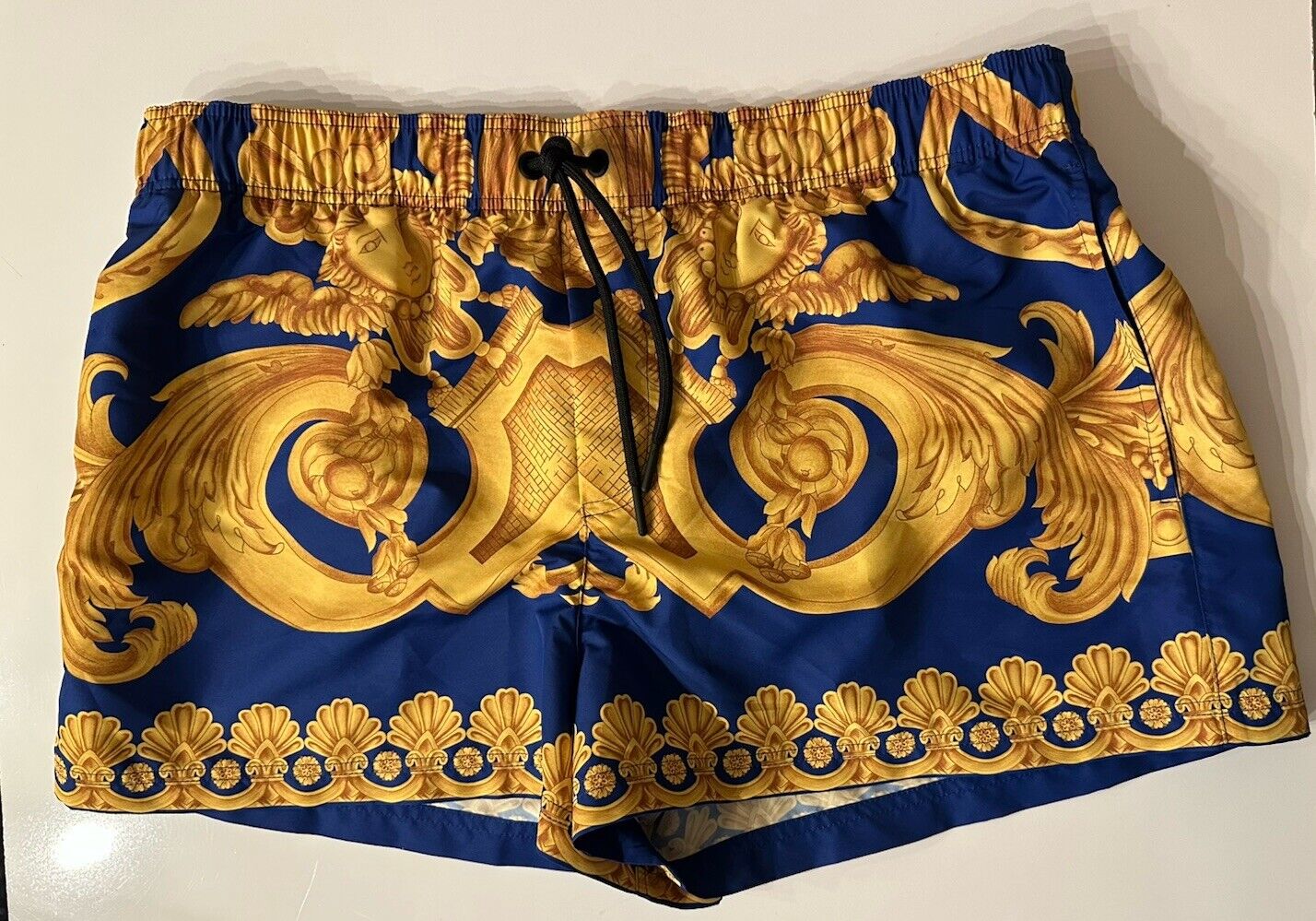 Versace Renaissance Men's Blue/Gold Swim Shorts 5 (33”) IT 1006003 NWT $600