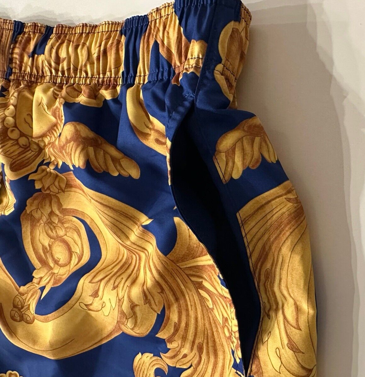 Versace Renaissance Men's Blue/Gold Swim Shorts 5 (33”) IT 1006003 NWT $600