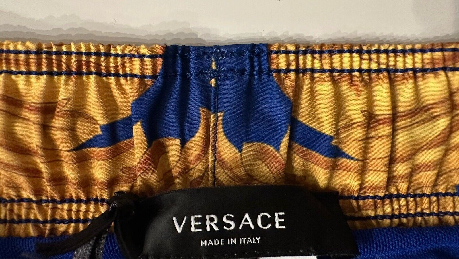 Versace Renaissance Men's Blue/Gold Swim Shorts 5 (33”) IT 1006003 NWT $600