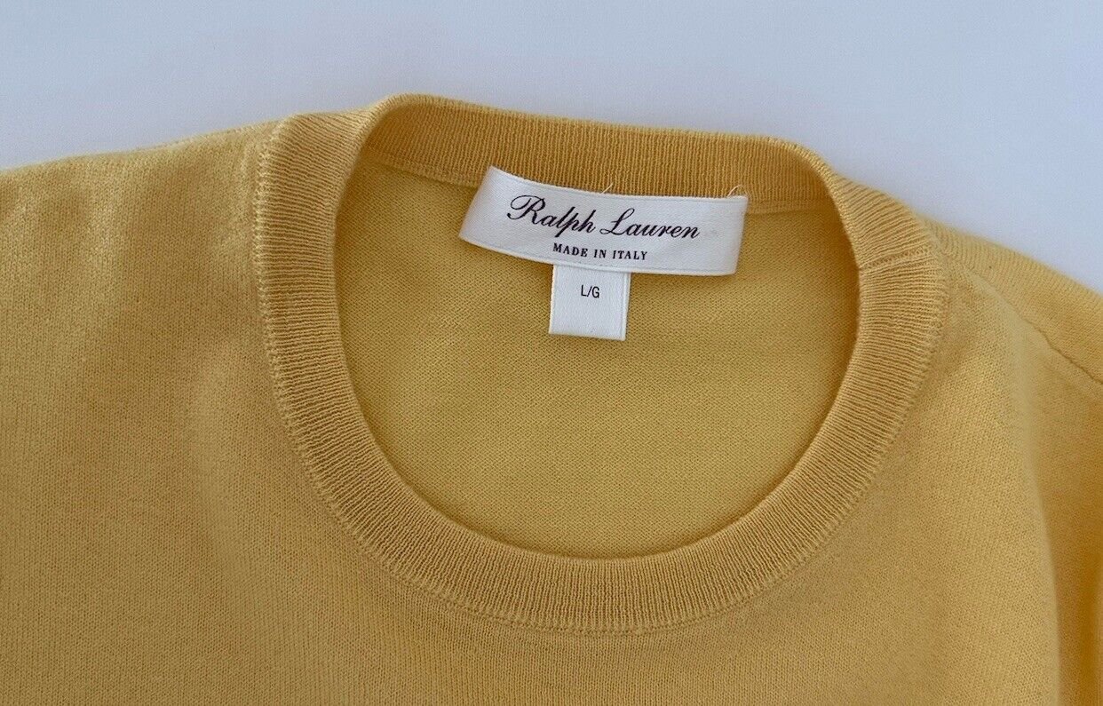 Ralph Lauren Purple Label Men's Cashmere Yellow Sweater Large Italy NWOT