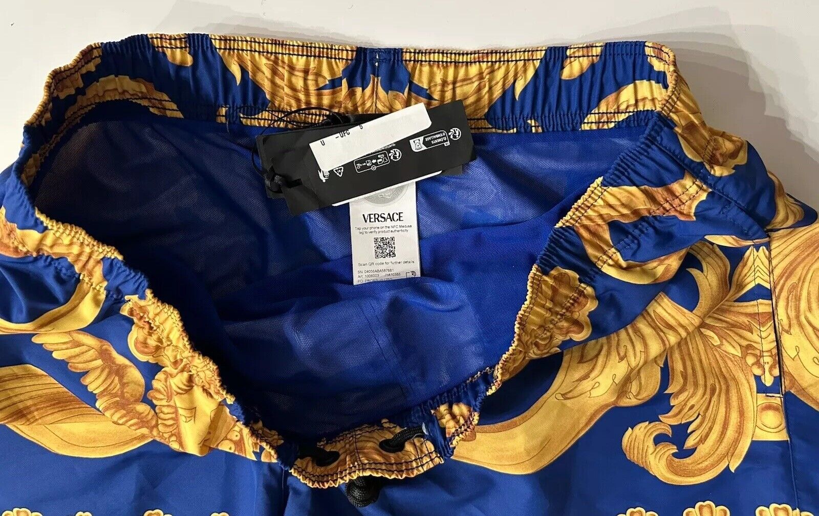 Versace Renaissance Men's Blue/Gold Swim Shorts 4 (32”) IT 1006003 NWT $600