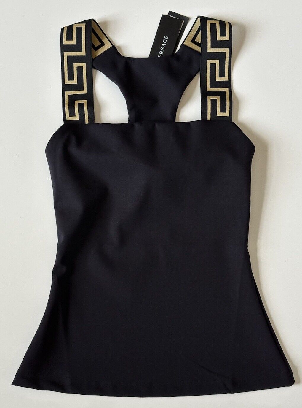 Versace Greek Key Women's Black Top Size XS Made in Italy 1008680 NWT $450