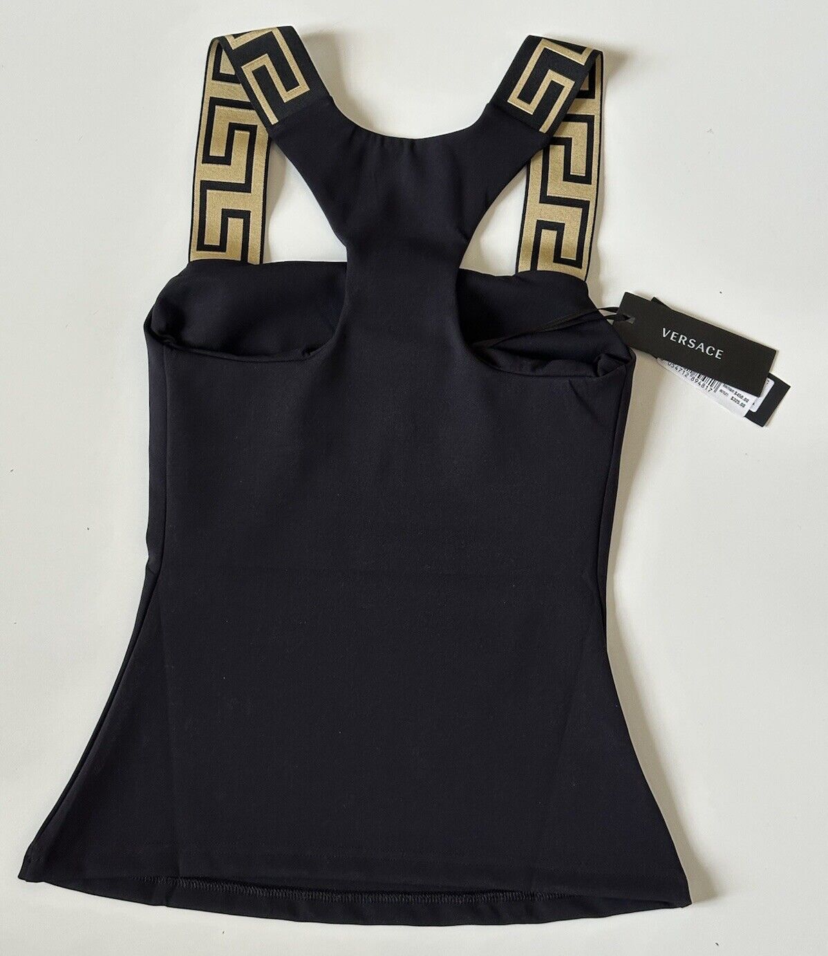 Versace Greek Key Women's Black Top Size XS Made in Italy 1008680 NWT $450