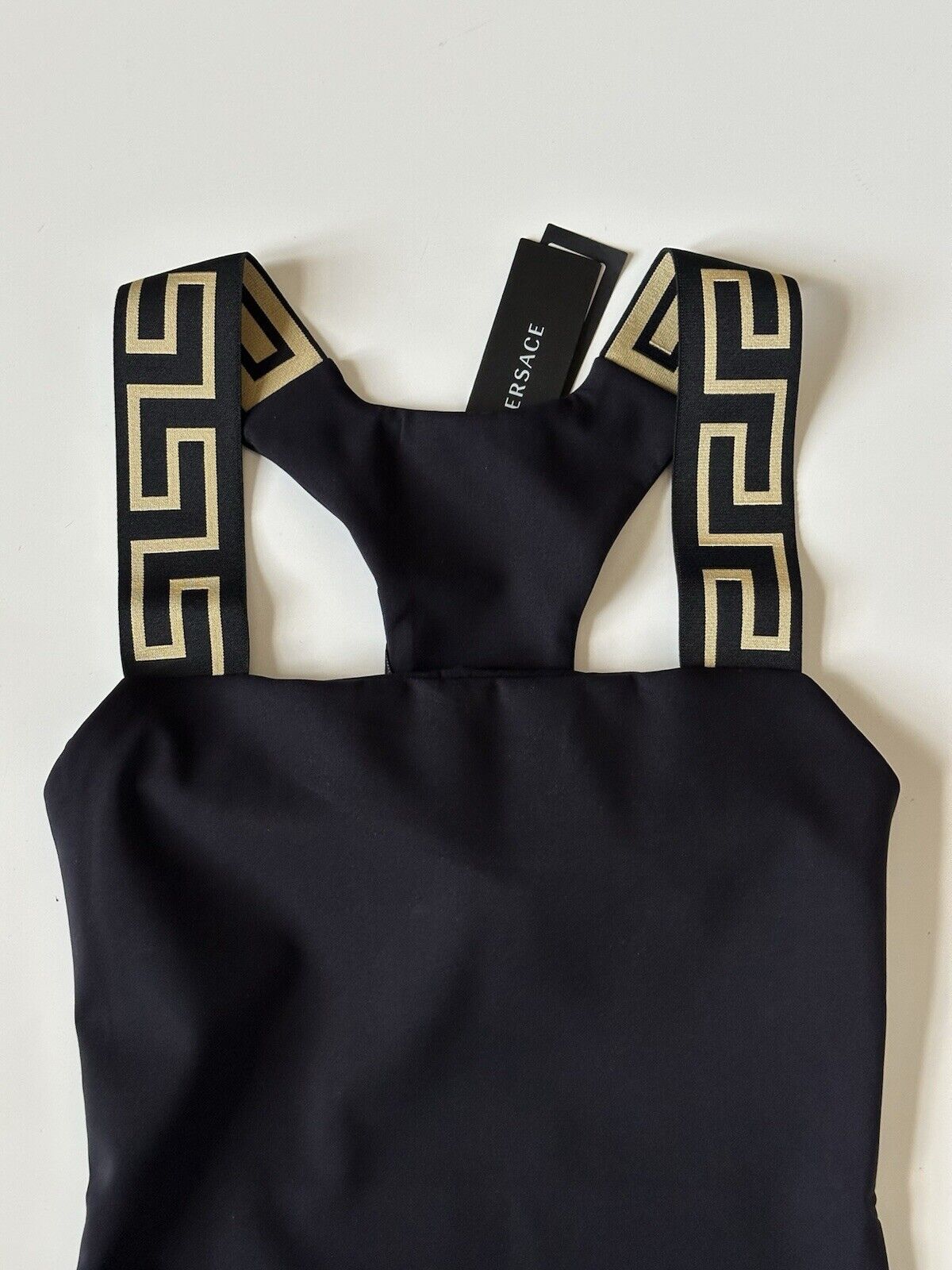 Versace Greek Key Women's Black Top Size XS Made in Italy 1008680 NWT $450