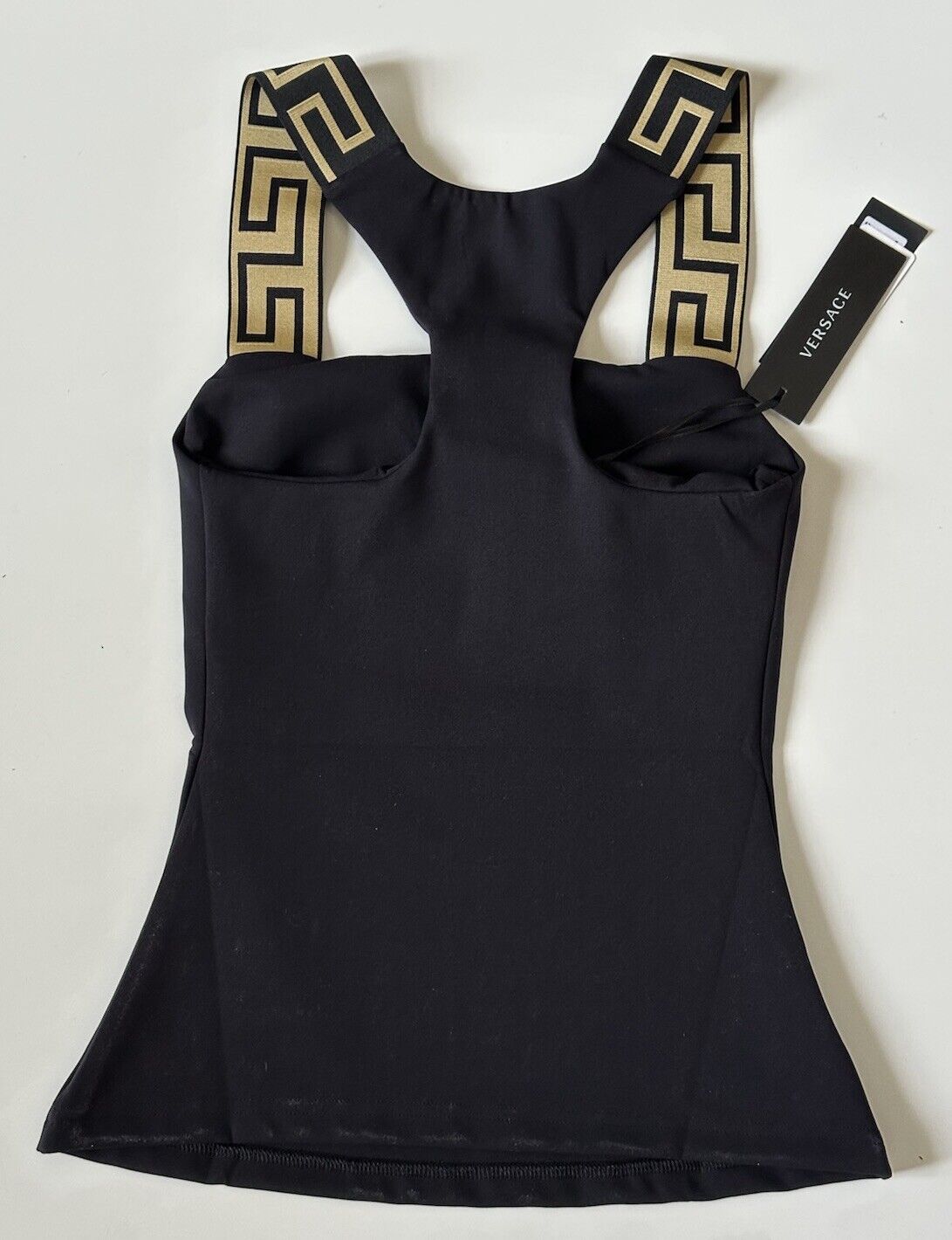 Versace Greek Key Women's Black Top Size XS Made in Italy 1008680 NWT $450