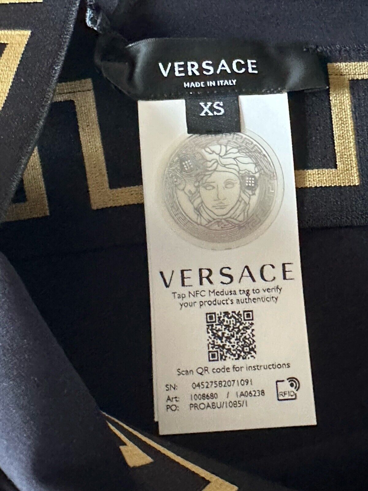 Versace Greek Key Women's Black Top Size XS Made in Italy 1008680 NWT $450