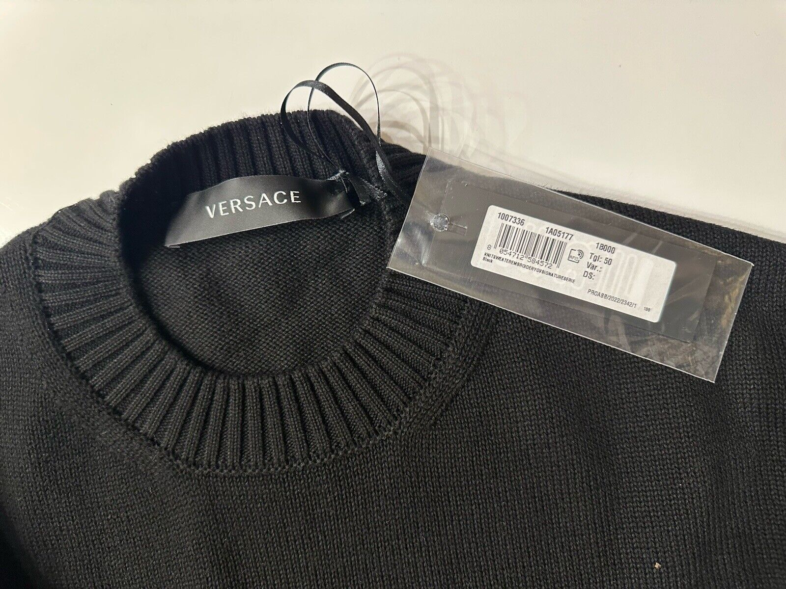 Versace Signature Cotton Knit Sweater Black 50 (Large) 1007336 nwt