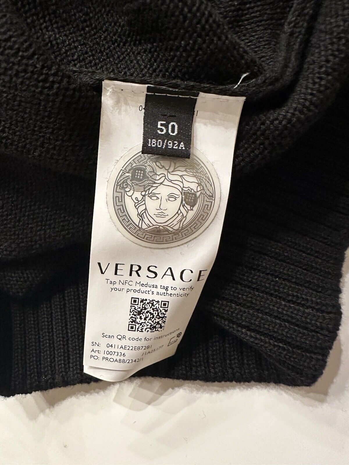 Versace Signature Cotton Knit Sweater Black 50 (Large) 1007336 nwt