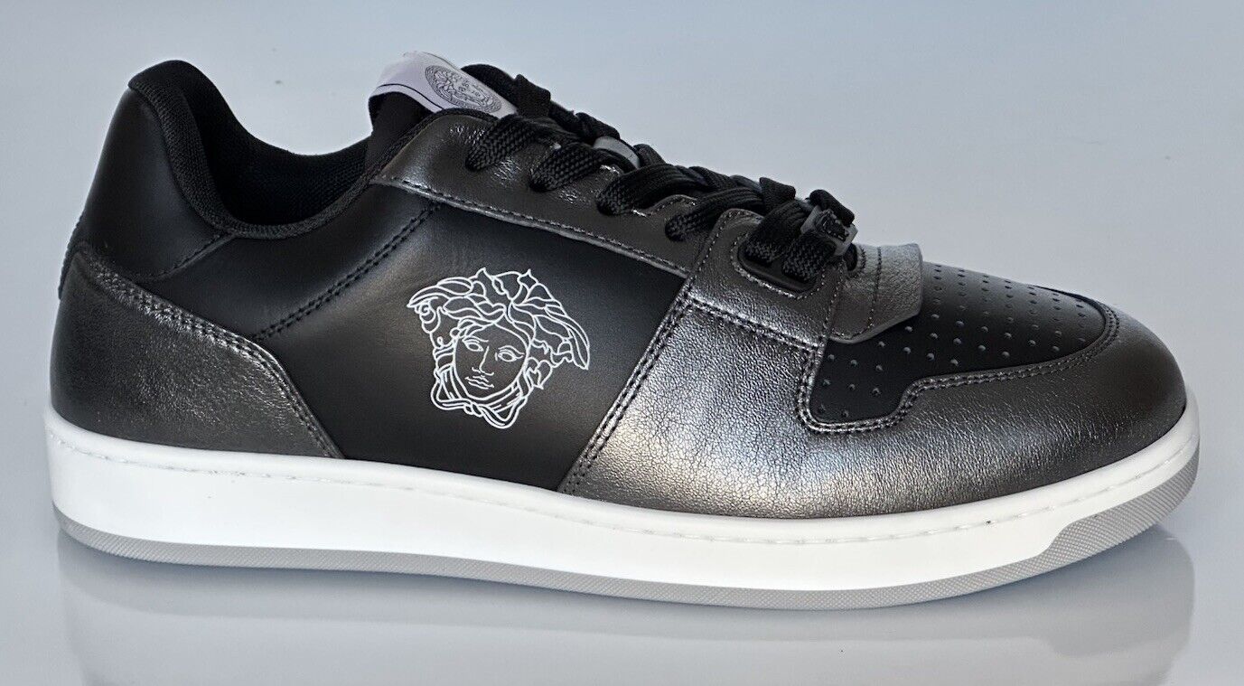 Versace Medusa Men’s Black/Silver Leather Sneakers 8 US (41 Euro) 1013377 IT NIB