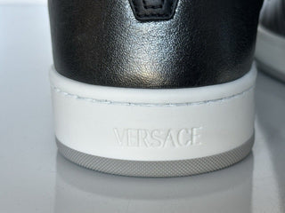 Versace Medusa Men’s Black/Silver Leather Sneakers 9 US (42 Euro) 1013377 IT NIB