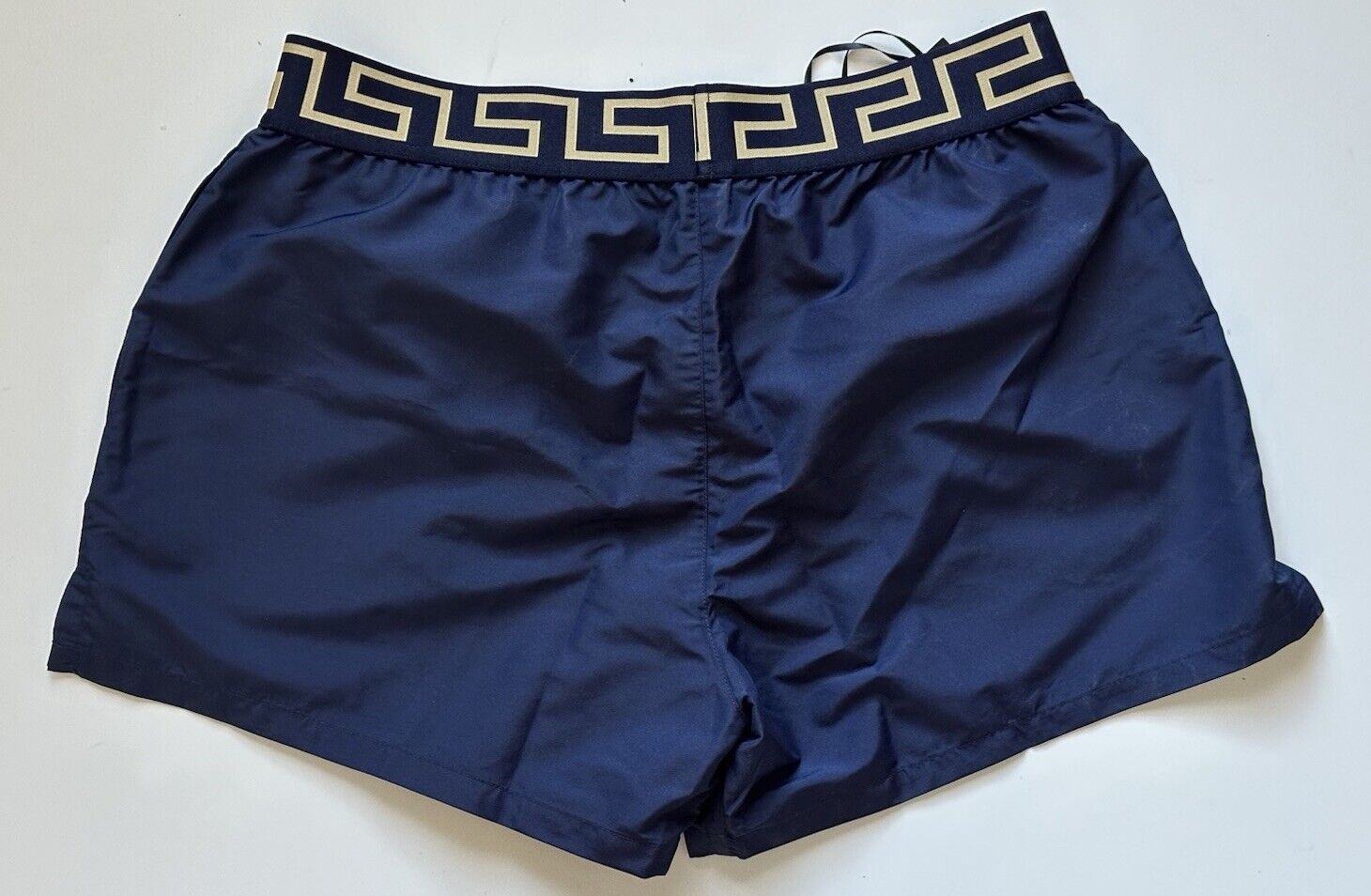 Versace Greek Key Logo Men's Blue Swim Shorts Size 7 (34”) ABU01022 NWT $325